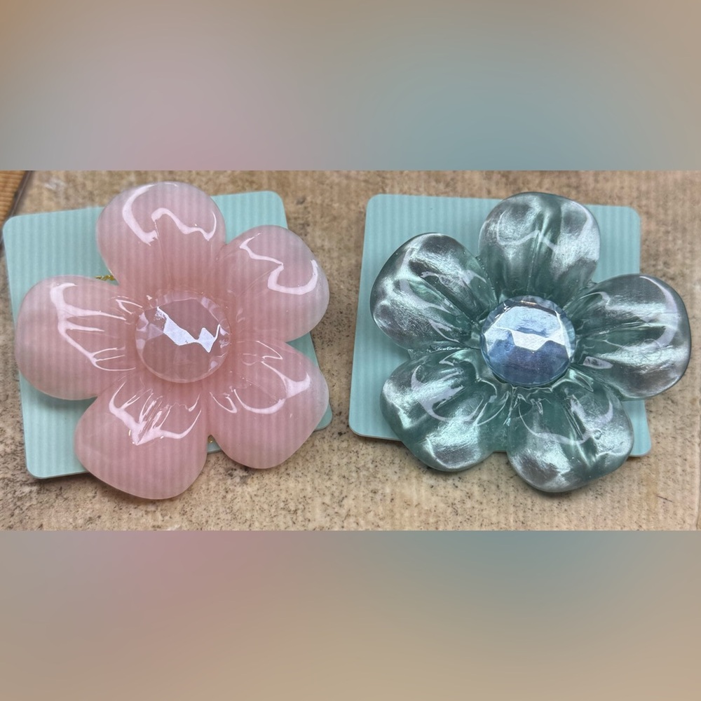 Elegant Floral Brooch Pink and Green 3 inch